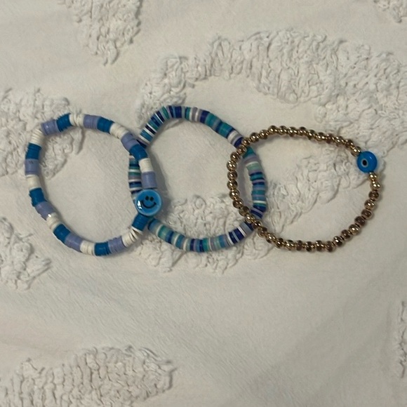 homemade clay bead bracelet set (blue) - Picture 5 of 5